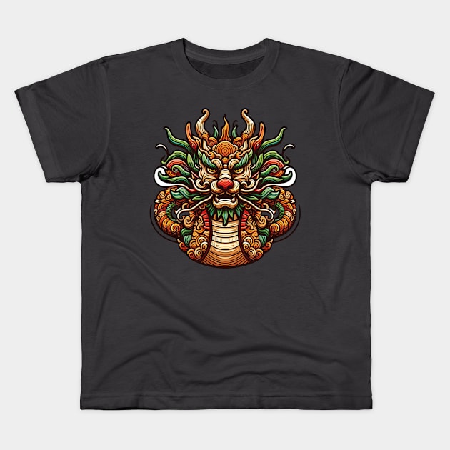 Wood Dragon 02 Kids T-Shirt by Houerd